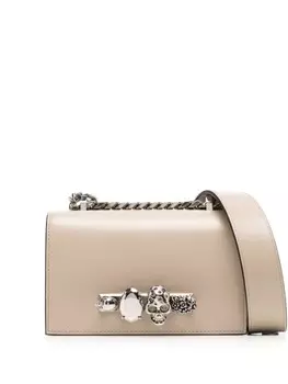 Сумка-сэтчел The Biker Jewelled размера мини Alexander McQueen, коричневый