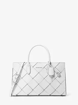 Сумка Scarlett из плетеной кожи среднего размера Michael Kors, белый