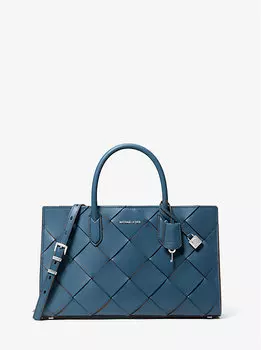 Сумка Scarlett из плетеной кожи среднего размера Michael Kors, синий