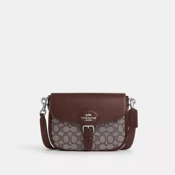 Сумка-седло Coach Outlet Amelia из фирменного жаккарда, цвет Oak/Maple