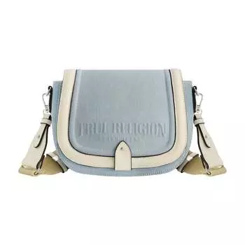 Сумка-седло из денима с логотипом True Religion, светло-голубой