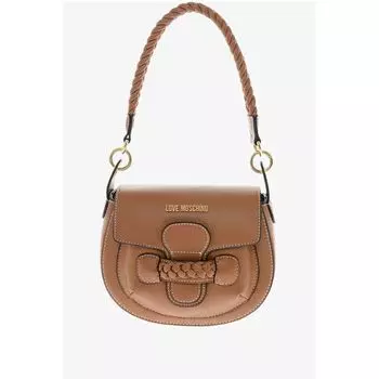 Сумка-седло LOVE из искусственной кожи с плетеными деталями Moschino, Brown