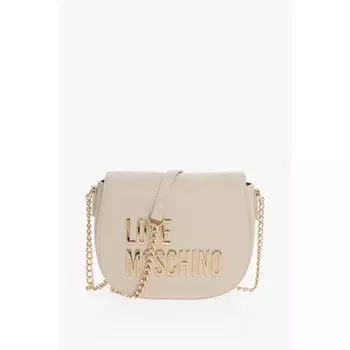Сумка-седло LOVE из искусственной кожи с золотой цепочкой и крупным логотипом Moschino, бежевый