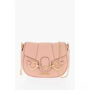 Сумка-седло LOVE из искусственной кожи с золотым зажимом в форме сердца Moschino, мультиколор