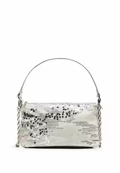 Сумка SEQUINNED Bershka, темно-синий