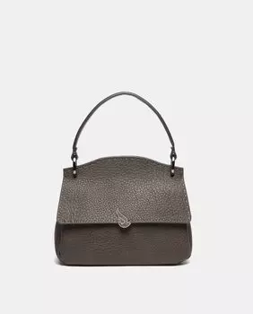 Сумка серо-коричневого цвета среднего размера с клапаном и съемным ремнем через плечо Abbacino