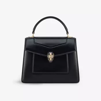 Сумка Serpenti forever среднего размера из кожи с верхней ручкой Bvlgari, черный