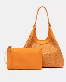 Сумка-шопер Dua из плетеной соломки с двумя кожаными ручками Gianni Chiarini, оранжевый