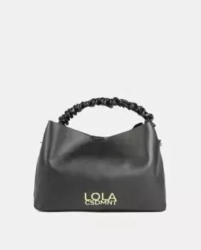 Сумка-шопер с эффектом кожи и присборенной ручкой Lola Casademunt, черный