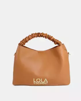 Сумка-шопер с эффектом кожи и присборенной ручкой Lola Casademunt, коричневый