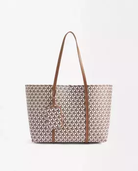 Сумка-шопер с геометрическим принтом и съемным карманом для монет Parfois, коричневый