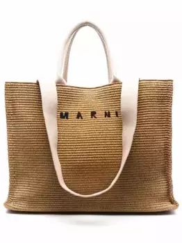 Сумка-шопер с логотипом Marni, нейтральный
