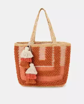 Сумка-шопер с принтом и декоративной кисточкой Tintoretto, цвет 660 Naranja