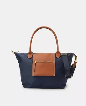 Сумка-шопер синего цвета с застежкой-молнией и съемным ремнем через плечо Tintoretto, синий