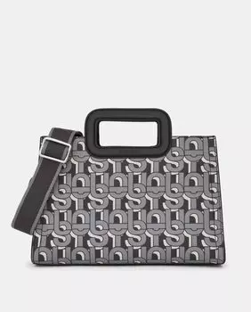 Сумка-шопер среднего размера, черная с принтом и короткой ручкой Tous, черный