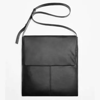 Сумка-шопер Zara Leather Tote With Flap, черный