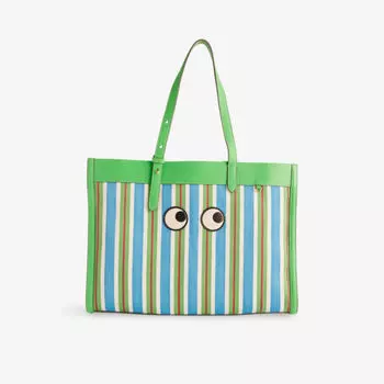 Сумка-шоппер Anya Hindmarch в полоску, зеленый