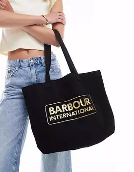 Сумка-шоппер Barbour International Essential с логотипом черного цвета