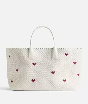Сумка-шоппер Bottega Veneta, белый/темно-красный
