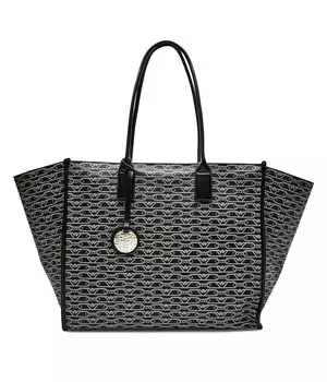 Сумка-шоппер Emporio Armani из экокожи с принтом, черно-белый