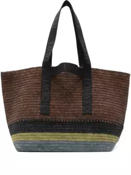 Сумка-шоппер Fold Shopper с логотипом из плетеной рафии LOEWE, коричневый