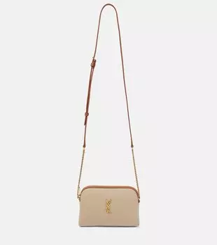 Сумка-шоппер Gaby из ткани с кожаными деталями Saint Laurent, Desert Dust + Brick