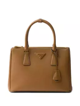 Сумка-шоппер Galleria из сафьяновой кожи среднего размера Prada, коричневый