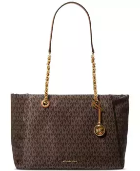 Сумка-шоппер Georgia Logo с молнией, коричневая Michael Kors, коричневый/бежевый
