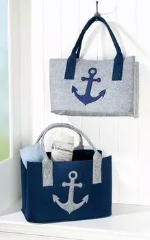 Сумка шоппер GMD Living 2er Set Filztasche Ankermotiv, синий