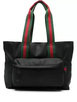 Сумка-шоппер Gucci Web с полосатым ремешком, черный