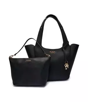 Сумка-шоппер Guess Helina 2 в 1 из искусственной кожи, черный