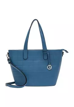 Сумка-шоппер, искусственная кожа, подвеска, женская L.CREDI, цвет Jeansblue