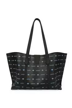 Сумка-Шоппер из экокожи с принтом Lucky Bees, черный