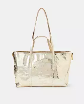 Сумка-шоппер из ламинированной кожи с несколькими ручками Gianni Chiarini, золотой