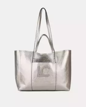 Сумка-шоппер из металлизированной кожи Lola Casademunt, серебряный