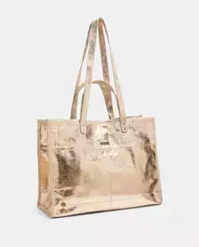 Сумка-шоппер из металлизированной кожи Pieces, золотой