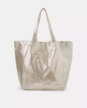 Сумка-шоппер из металлизированной кожи Tintoretto, серебряный