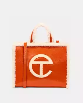 Сумка-шоппер из мятой кожи UGG x Telfar среднего размера, коричневый