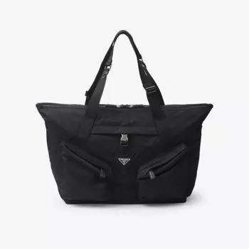 Сумка-Шоппер из переработанного нейлона и кожи Re-Nylon Prada, черный