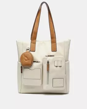 Сумка-шоппер из переработанных материалов бежевого цвета Abbacino, бежевый