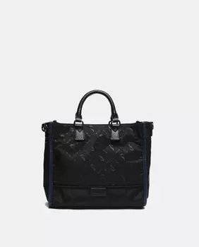 Сумка-шоппер из переработанных материалов с черным логотипом Abbacino, черный