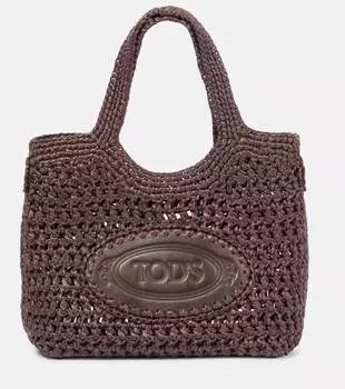 Сумка-шоппер из рафии с логотипом Tod's, T.Moro Marrone Africa