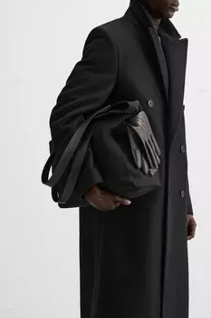 Сумка-шоппер из ткани и кожи ZARA, черный