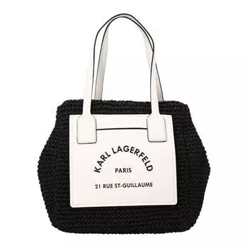Сумка-шоппер Karl Lagerfeld Rue St-Guillaume Raffia, черный/белый