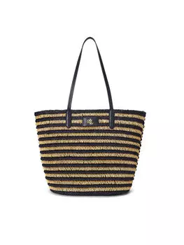 Сумка-шоппер LAUREN RALPH LAUREN Brie Striped Straw Large Tote Bag 431959019002, темно-синий