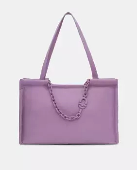 Сумка-шоппер Manifesto XL из зеленой кожи с несколькими ручками Tous, лиловый