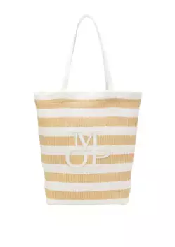 Сумка-шоппер Marc O'Polo "в стиле рафии с логотипом из натуральной кожи", бежевый