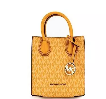 Сумка-шоппер Mercer XS Honeycomb Gold Signature PVC North South через плечо Michael Kors