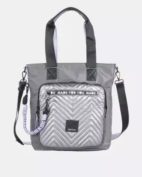 Сумка-шоппер металлического цвета с мягкой передней частью из полиуретана Ventis, серый