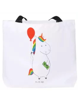 Сумка-шоппер Mr & Mrs Panda Einhorn Luftballon ohne Spruch, белый